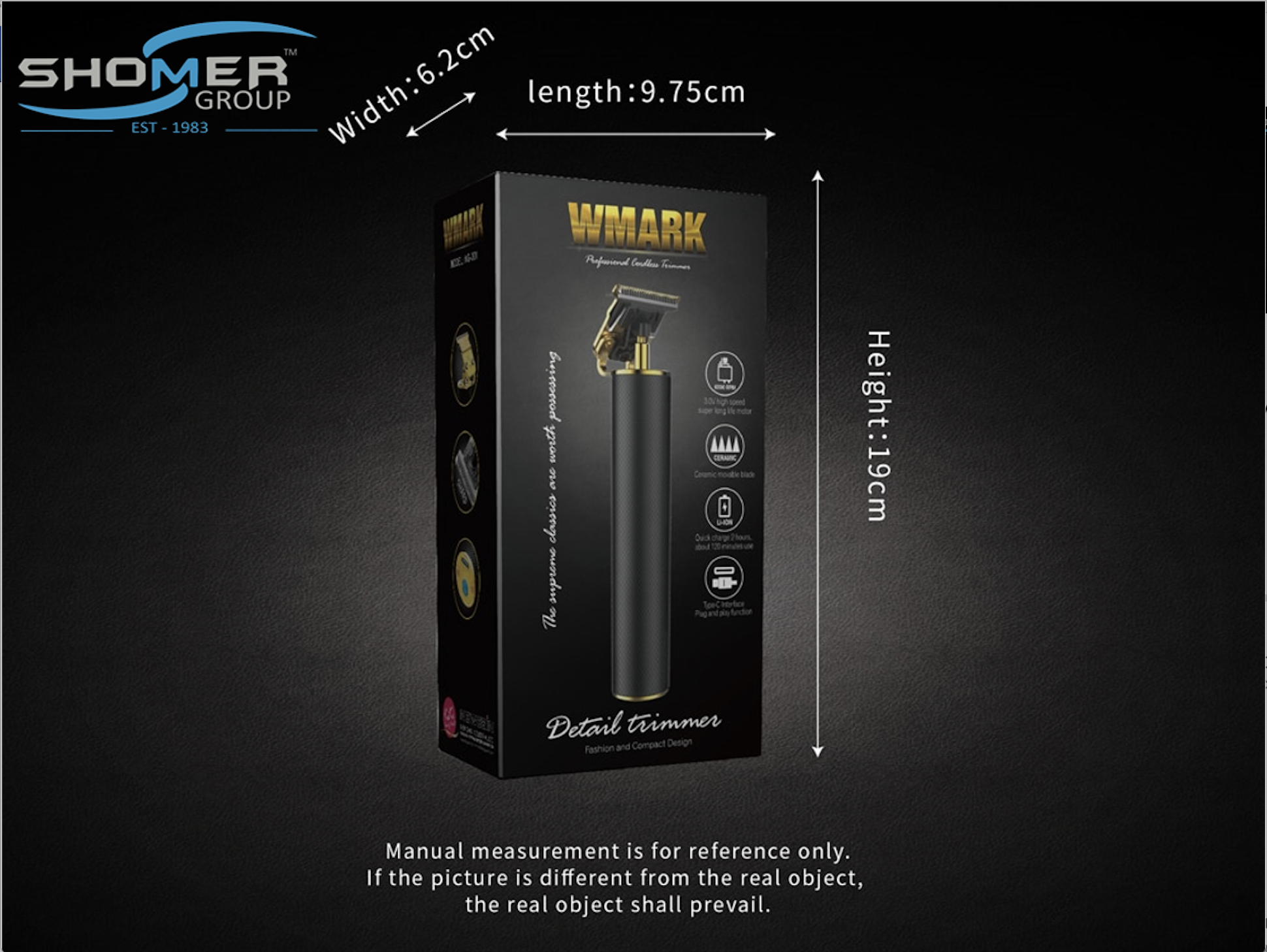 T-Blade T-outliner Cordless Trimmer BLACK With Gold Steel & Black Ceramic Blade - Image 4